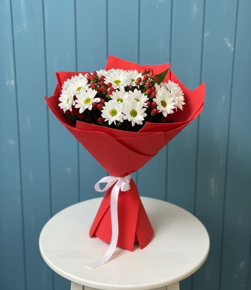 Букет ягоды на снегу в Темнолесской Букет цветов из: Хризантемы в Темнолесской