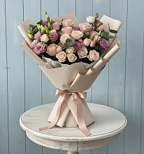 Букет бодрость в Темнолесской Букет цветов из:  Розы и Лизиантусы в Темнолесской