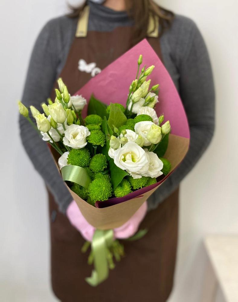 Букет цветов из: Хризантемы и Лизиантусы в Темнолесской