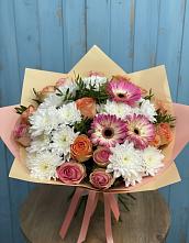 Букет гармония природы в Темнолесской Букет цветов из:  Розы, Герберы и Хризантемы в Темнолесской