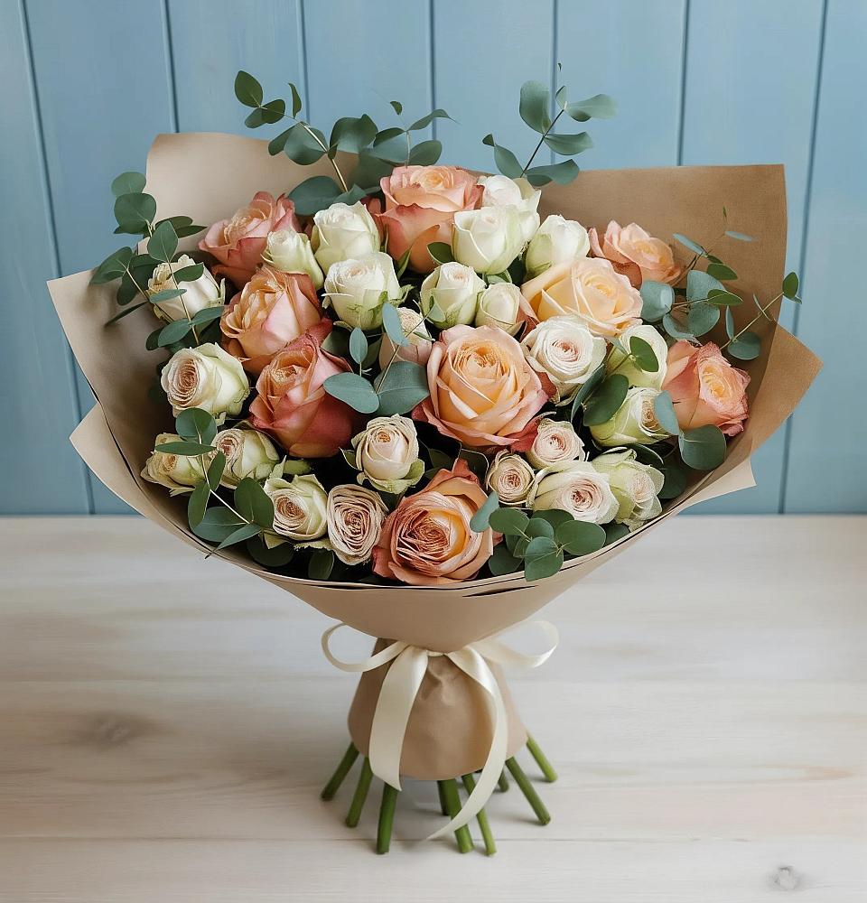 Букет цветов из: Альстромерии и Розы в Темнолесской