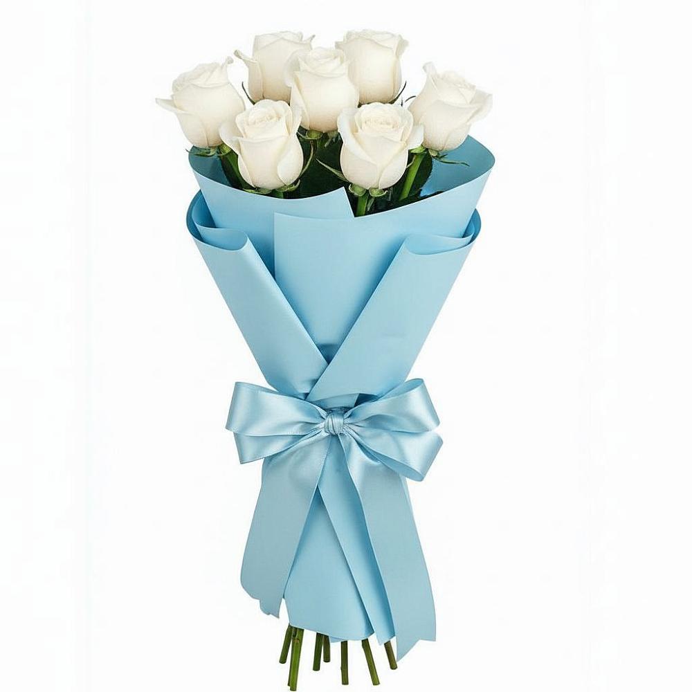 Букет 7 белых роз Проуд в Темнолесской