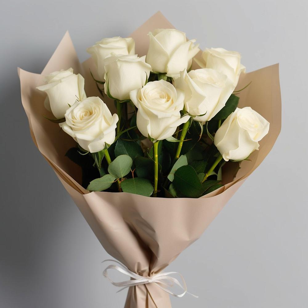 Букет 9 Белых роз Эдлесс Лав в Темнолесской