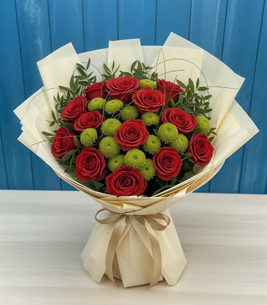 Букет Стихотворение в Темнолесской Букет цветов из: Розы и Хризантемы в Темнолесской