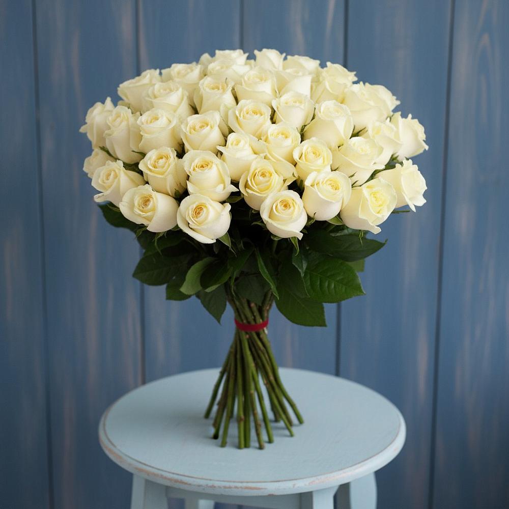 51 Белая роза Эдлесс Лав в Темнолесской Букет 51 Белая роза Эдлесс Лав в Темнолесской