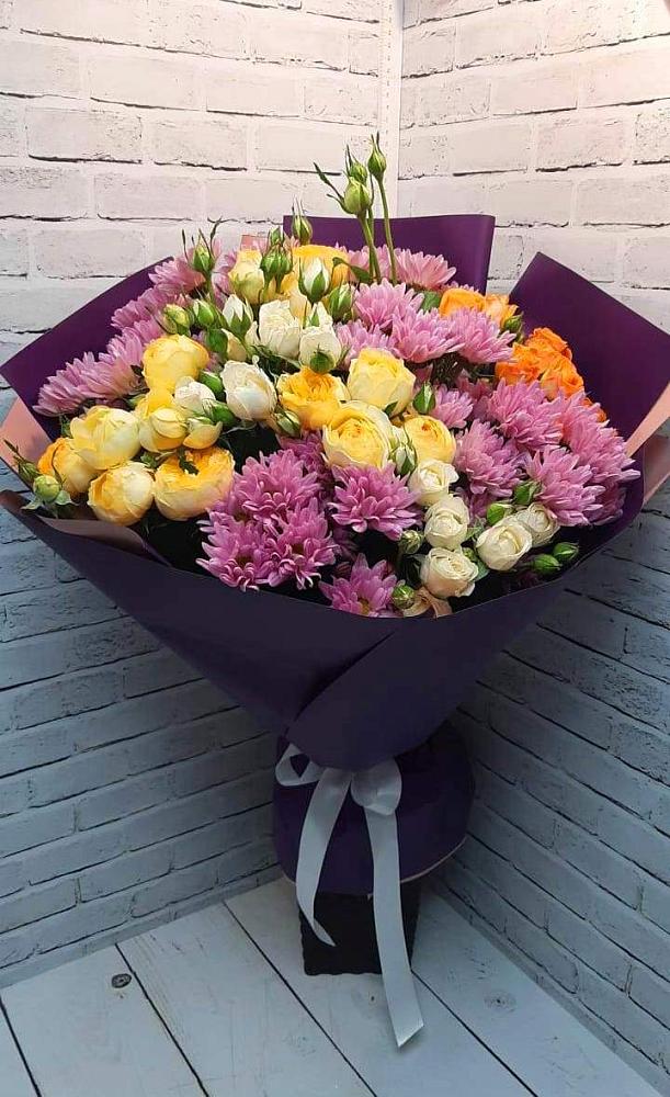 Букет цветов из: Хризантемы и Розы в Темнолесской