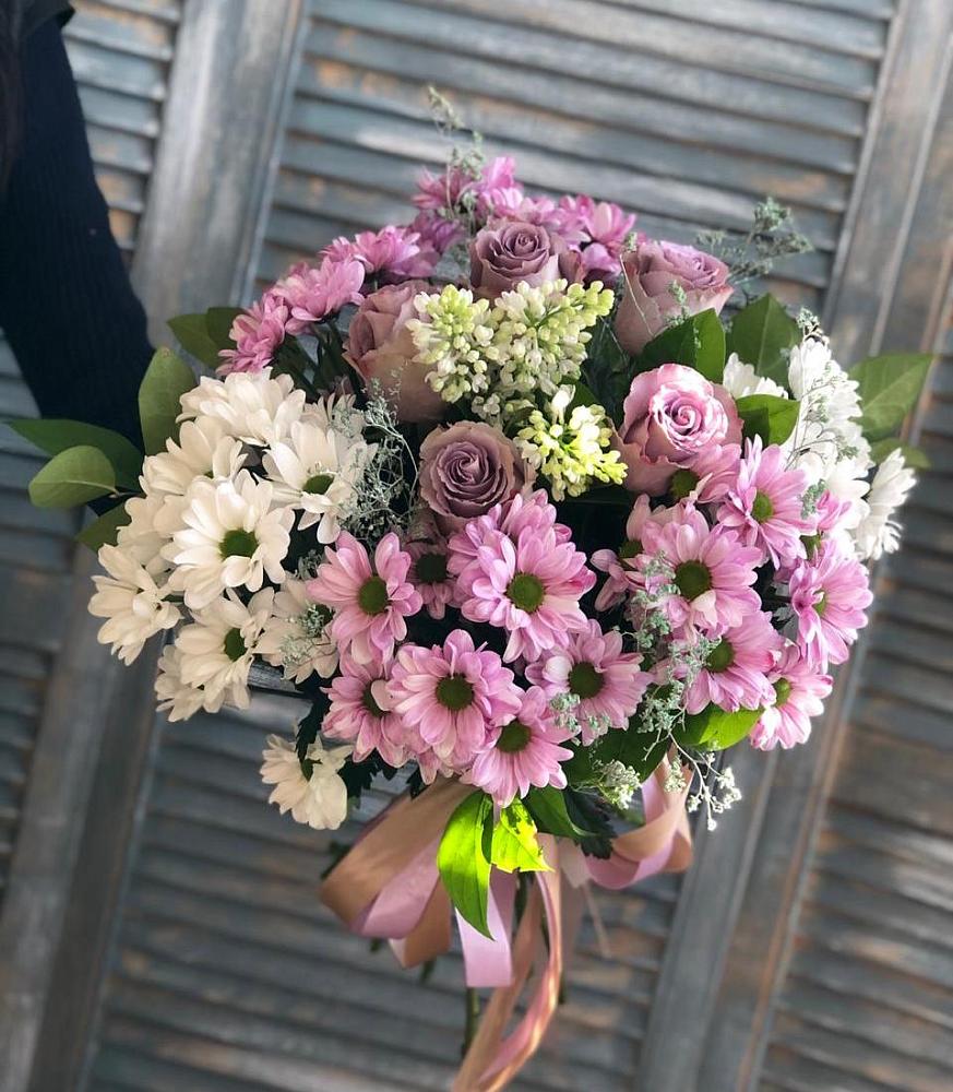 Букет цветов из: Хризантемы и Розы в Темнолесской