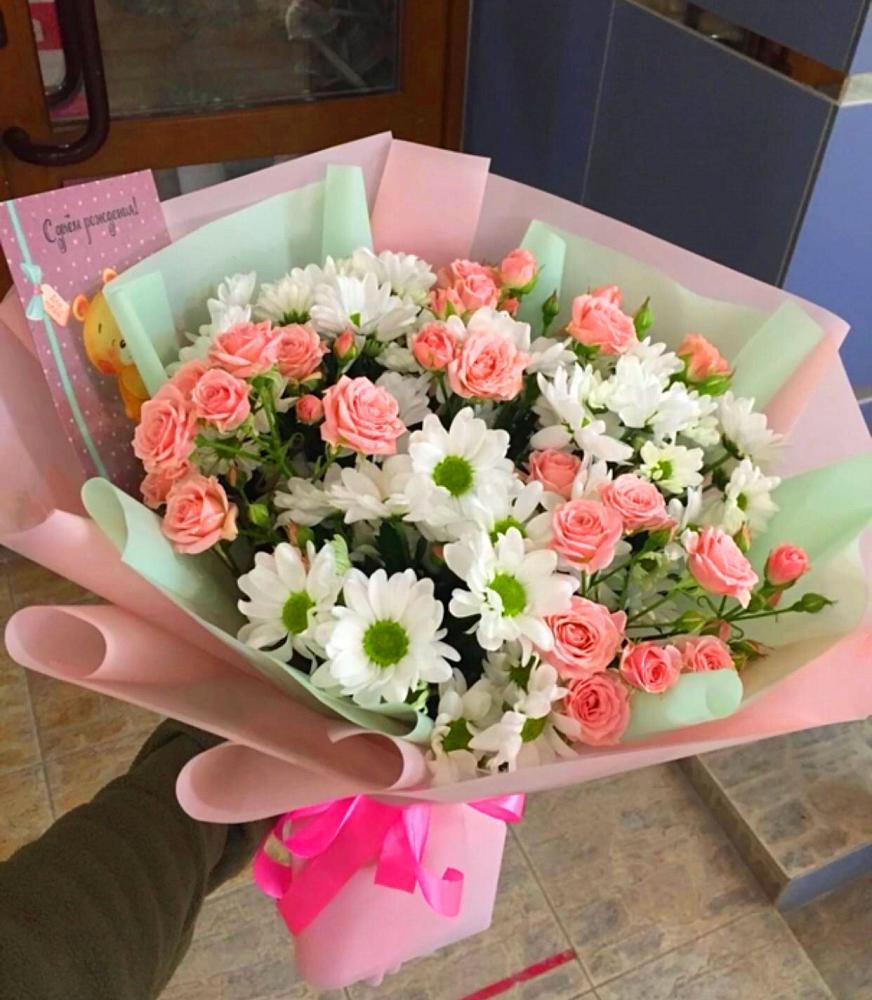 Букет цветов из: Розы и Хризантемы в Темнолесской