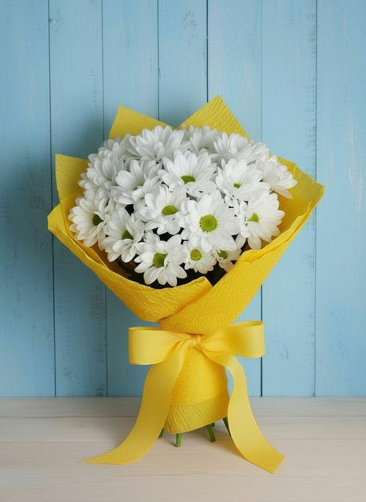 Букет Застенчивые лепестки в Темнолесской Букет цветов из: Хризантемы в Темнолесской