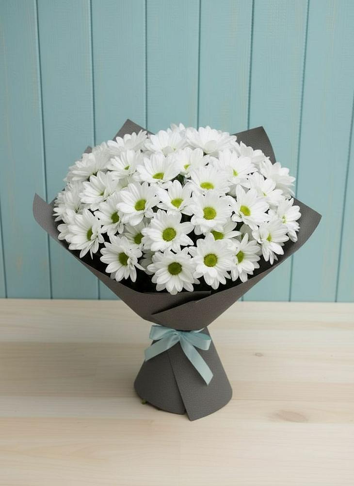 Букет белые хризантемы в Темнолесской Букет цветов из: Хризантемы в Темнолесской