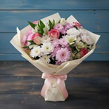 Букет цветов из:  Хризантемы, Альстромерии и Розы в Темнолесской