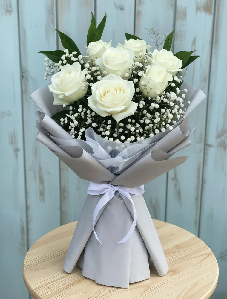 Букет из белых роз в Темнолесской Букет цветов из: Розы в Темнолесской