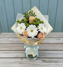 Букет цветов из:  Герберы, Розы и Хризантемы в Темнолесской