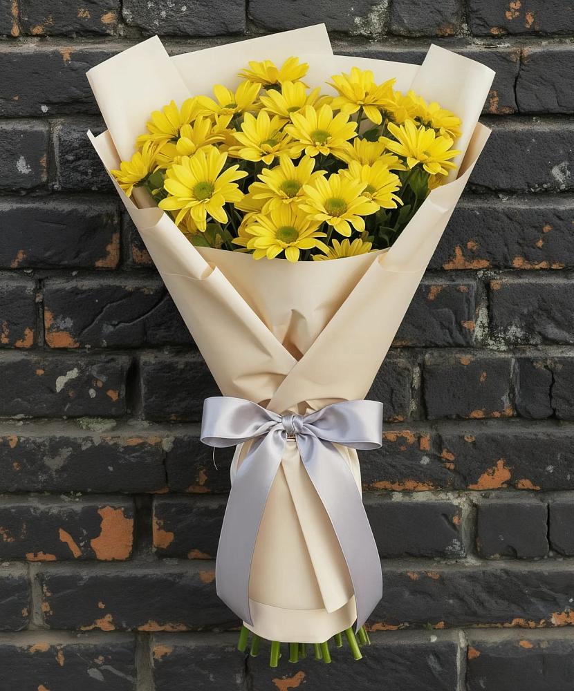 Букет Желтое настроение в Темнолесской Букет цветов из: Хризантемы в Темнолесской