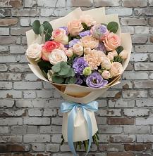 Букет цветов из:  Розы, Лизиантусы и Гвоздики в Темнолесской